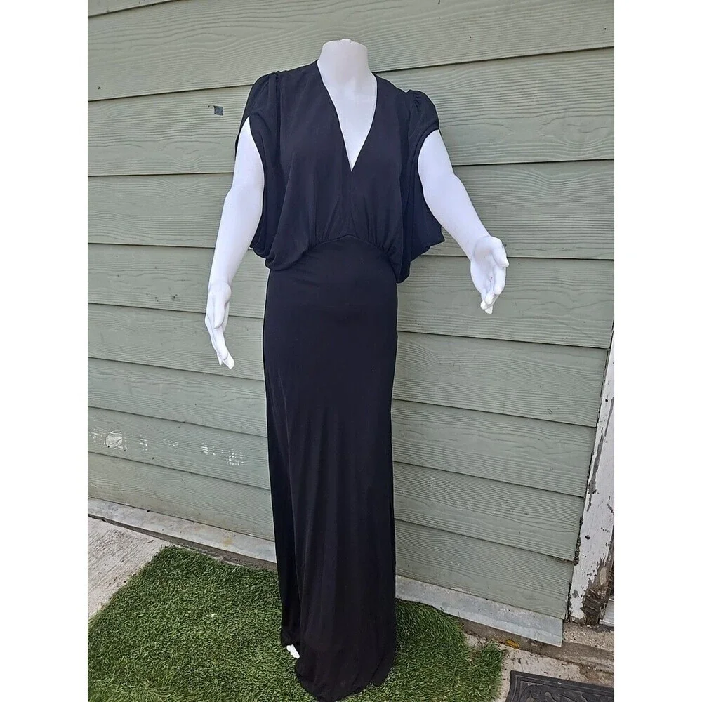 Tory Burch Black Maxi Dress SIZE XS Draped V-Neck